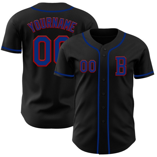 Zwart op maat gemaakt authentiek honkbal Royal-Red-shirt Zwart op maat gemaakt authentiek honkbal Royal-Red-shirt