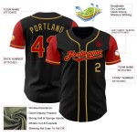 Goud Jersey Zwart Rood-Oude Baseball Tone Custom Twee Authentieke