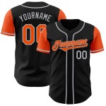 Twee zwarte tinten authentiek honkbalshirt op maat oranje-grijs Twee zwarte tinten authentiek honkbalshirt op maat oranje-grijs