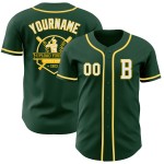 Authentieke Baseball Jersey Custom Groen Wit-Geel Authentieke Baseball Jersey Custom Groen Wit-Geel