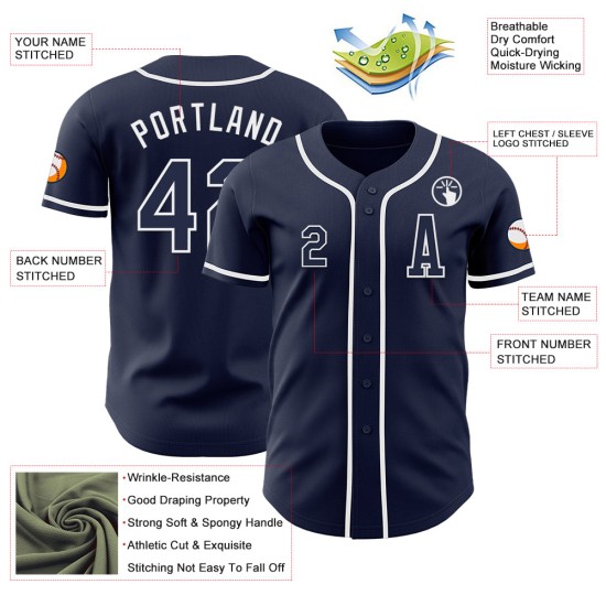 Jersey Baseball Navy Custom Wit Authentiek Jersey Baseball Navy Custom Wit Authentiek