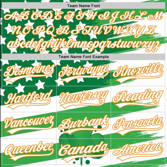 Oranje-Groen Bay Shamrock Jersey Wit Baseball Day Patrick's St. Aangepaste Authentieke 3D Oranje-Groen Bay Shamrock Jersey Wit Baseball Day Patrick's St. Aangepaste Authentieke 3D