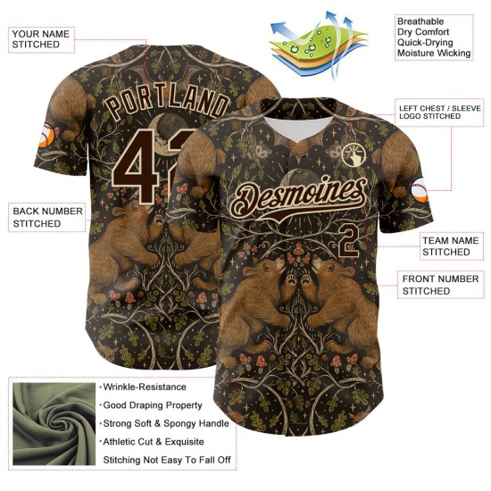 Moonlight Jersey Custom Bruin 3D Woodland Authentieke Crème Emi Bee Baseball Moonlight Jersey Custom Bruin 3D Woodland Authentieke Crème Emi Bee Baseball