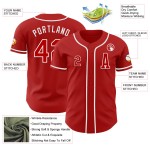Wit honkbalshirt op maat, authentiek rood Wit honkbalshirt op maat, authentiek rood