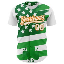 Oranje-Groen Bay Shamrock Jersey Wit Baseball Day Patrick's St. Aangepaste Authentieke 3D
