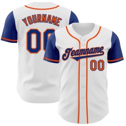 Custom Royal-Orange Tone Jersey Authentic Two Baseball White Custom Royal-Orange Tone Jersey Authentic Two Baseball White