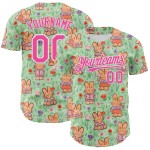 Honkbal Groen Roze-Wit Authentiek Jersey Aangepaste Lente Emi Bee 3D Konijntjes Honkbal Groen Roze-Wit Authentiek Jersey Aangepaste Lente Emi Bee 3D Konijntjes