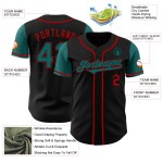 Jersey Authentic Custom Tone Two Teal-Red Baseball Black Jersey Authentic Custom Tone Two Teal-Red Baseball Black