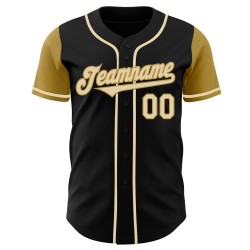 Tone Gold Cream-Old Baseball Jersey Custom Two Black Authentic Tone Gold Cream-Old Baseball Jersey Custom Two Black Authentic