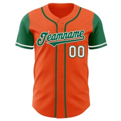 Kelly Tone Baseball Oranje Groen-Wit Jersey Authentieke Twee Aangepaste