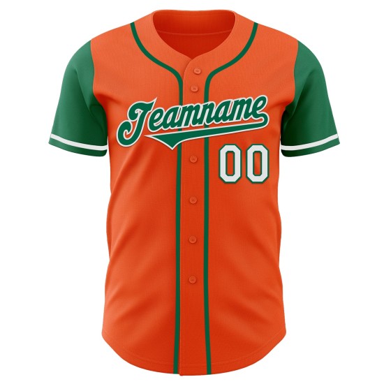 Kelly Tone Baseball Oranje Groen-Wit Jersey Authentieke Twee Aangepaste Kelly Tone Baseball Oranje Groen-Wit Jersey Authentieke Twee Aangepaste