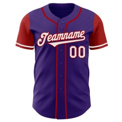 Tone Baseball Wit-Rood Twee Authentieke Jersey Custom Paars