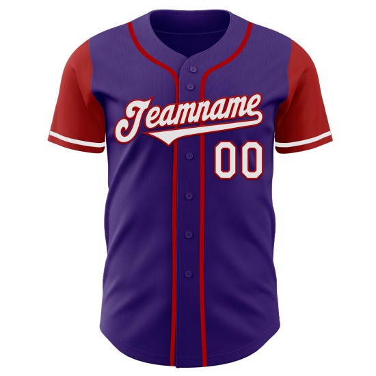 Tone Baseball Wit-Rood Twee Authentieke Jersey Custom Paars Tone Baseball Wit-Rood Twee Authentieke Jersey Custom Paars