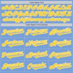 Baseball Blue Tone Authentiek Lichtgeel-Wit Jersey Twee Aangepaste Baseball Blue Tone Authentiek Lichtgeel-Wit Jersey Twee Aangepaste