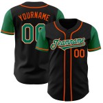 Authentiek zwart groen-oranje twee honkbal aangepaste toon Kelly-shirt Authentiek zwart groen-oranje twee honkbal aangepaste toon Kelly-shirt