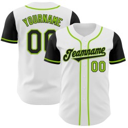 Jersey Baseball Tone Groen Twee Wit Aangepast Authentiek Zwart-Neon Jersey Baseball Tone Groen Twee Wit Aangepast Authentiek Zwart-Neon