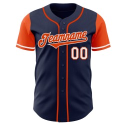 Tone Jersey Navy Two Orange-White Authentic Custom Baseball Tone Jersey Navy Two Orange-White Authentic Custom Baseball
