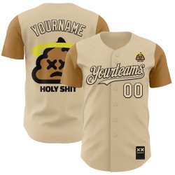 Holyshit Custom City Cream Revzzz Goud-Zwart Jersey 3D Oud Authentiek Honkbal Holyshit Custom City Cream Revzzz Goud-Zwart Jersey 3D Oud Authentiek Honkbal