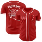 Wit honkbalshirt op maat, authentiek rood Wit honkbalshirt op maat, authentiek rood