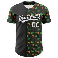 Baseball Zwart Groen-Bay Day Oranje 3D Authentiek Shamrock Jersey St. Custom Patrick's