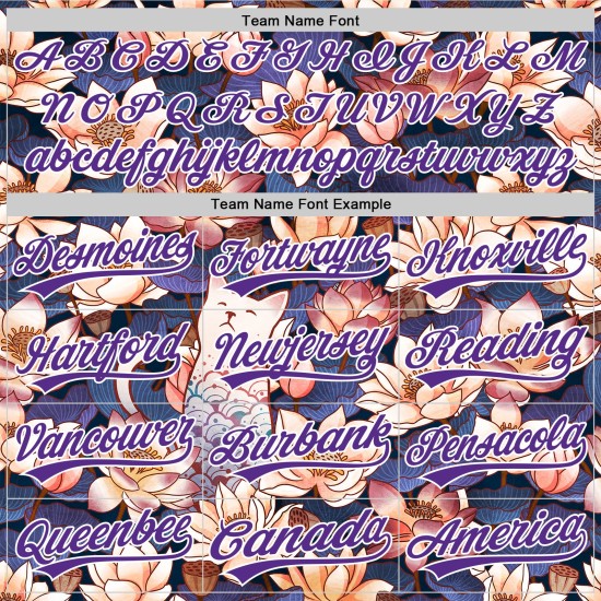 Honkbal Paars-Wit Wit Synthetisch Authentiek Cat 3D Zwart Lotus Aangepast Jersey Honkbal Paars-Wit Wit Synthetisch Authentiek Cat 3D Zwart Lotus Aangepast Jersey