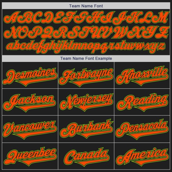 Zwart Groen Custom Authentic Jersey Oranje-Neon Twee Honkbaltonen Zwart Groen Custom Authentic Jersey Oranje-Neon Twee Honkbaltonen