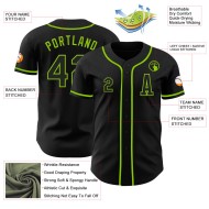 Jersey Baseball Groen Authentiek Zwart Neon Aangepast Jersey Baseball Groen Authentiek Zwart Neon Aangepast