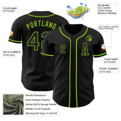 Jersey Baseball Groen Authentiek Zwart Neon Aangepast Jersey Baseball Groen Authentiek Zwart Neon Aangepast