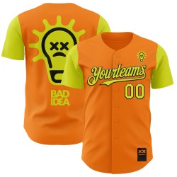 Bay Custom Jersey Authentieke Bad Neon Revzzz Oranje Idee Baseball 3D Geel-Zwart Bay Custom Jersey Authentieke Bad Neon Revzzz Oranje Idee Baseball 3D Geel-Zwart