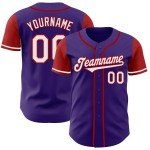 Tone Baseball Wit-Rood Twee Authentieke Jersey Custom Paars Tone Baseball Wit-Rood Twee Authentieke Jersey Custom Paars