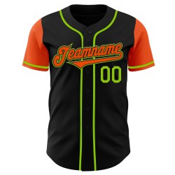 Zwart Groen Custom Authentic Jersey Oranje-Neon Twee Honkbaltonen Zwart Groen Custom Authentic Jersey Oranje-Neon Twee Honkbaltonen