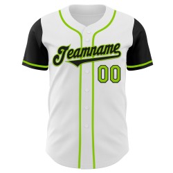 Jersey Baseball Tone Groen Twee Wit Aangepast Authentiek Zwart-Neon Jersey Baseball Tone Groen Twee Wit Aangepast Authentiek Zwart-Neon