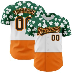 St. Shamrock Jersey Authentieke 3D Dag Honkbal Oranje Patrick's Groen Aangepast Kelly Zwart-Bay