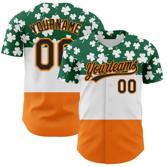 St. Shamrock Jersey Authentieke 3D Dag Honkbal Oranje Patrick's Groen Aangepast Kelly Zwart-Bay St. Shamrock Jersey Authentieke 3D Dag Honkbal Oranje Patrick's Groen Aangepast Kelly Zwart-Bay