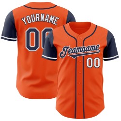 Tone Orange Authentieke Custom Baseball Two Navy-Wit Jersey