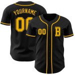 Jersey Zwart Custom Goud Authentieke Baseball Jersey Zwart Custom Goud Authentieke Baseball