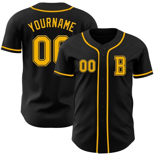Jersey Zwart Custom Goud Authentieke Baseball Jersey Zwart Custom Goud Authentieke Baseball