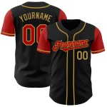 Goud Jersey Zwart Rood-Oude Baseball Tone Custom Twee Authentieke