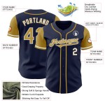 Marineblauwe Jersey Tone Authentic Two Baseball Custom Oud Goud-Wit Marineblauwe Jersey Tone Authentic Two Baseball Custom Oud Goud-Wit