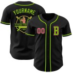 Jersey Custom Groen Roze-Neon Zwart Honkbal Authentiek Jersey Custom Groen Roze-Neon Zwart Honkbal Authentiek