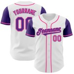 Witte toon paars-roze twee honkbal authentieke trui op maat Witte toon paars-roze twee honkbal authentieke trui op maat