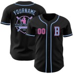 Zwart Jersey Roze-Licht Honkbal Authentic Custom Blue Zwart Jersey Roze-Licht Honkbal Authentic Custom Blue