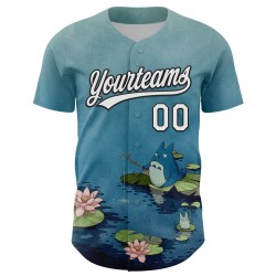 Jersey Baseball The Syntetyc Pond Shadow Custom Fishing Authentic Wit-Zwart 3D In Blauw