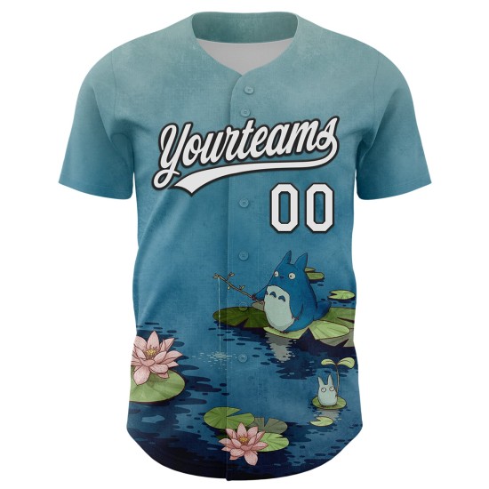 Jersey Baseball The Syntetyc Pond Shadow Custom Fishing Authentic Wit-Zwart 3D In Blauw Jersey Baseball The Syntetyc Pond Shadow Custom Fishing Authentic Wit-Zwart 3D In Blauw