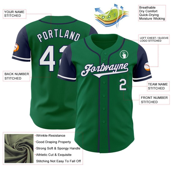 Wit-marineblauw Jersey Tone Authentic Custom Kelly Baseball Green Two Wit-marineblauw Jersey Tone Authentic Custom Kelly Baseball Green Two