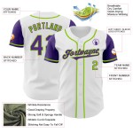 Baseball Tone Authentic Jersey Paars-Neon Custom Two Wit Groen Baseball Tone Authentic Jersey Paars-Neon Custom Two Wit Groen