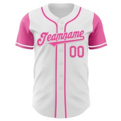 Wit Two Authentic Baseball Jersey Custom Tone Roze Wit Two Authentic Baseball Jersey Custom Tone Roze