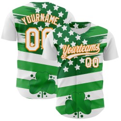 Oranje-Groen Bay Shamrock Jersey Wit Baseball Day Patrick's St. Aangepaste Authentieke 3D