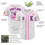 Paars-roze shirt, authentiek wit honkbalshirt op maat Paars-roze shirt, authentiek wit honkbalshirt op maat
