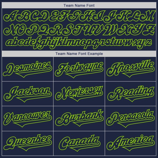 Marineblauw Neon Baseball Authentic Two Tone Groen Jersey Aangepast Marineblauw Neon Baseball Authentic Two Tone Groen Jersey Aangepast